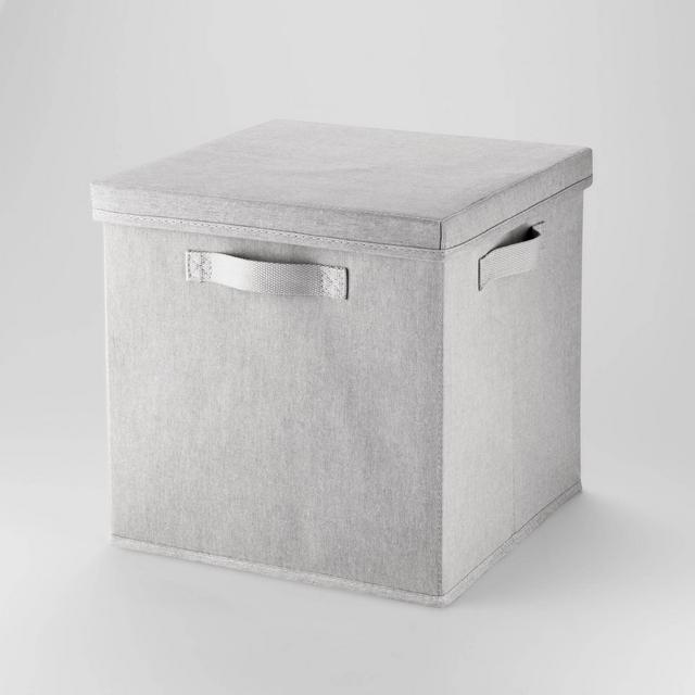 13" Fabric Bin with Lid Light Gray - Brightroom™