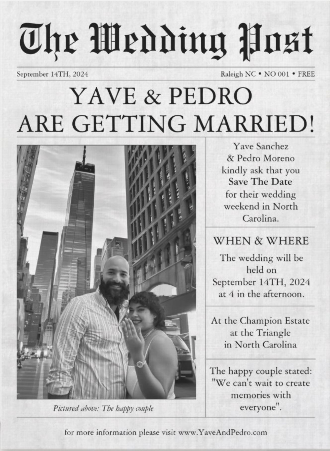 The Wedding Website of Yave Sanchez and Pedro Moreno