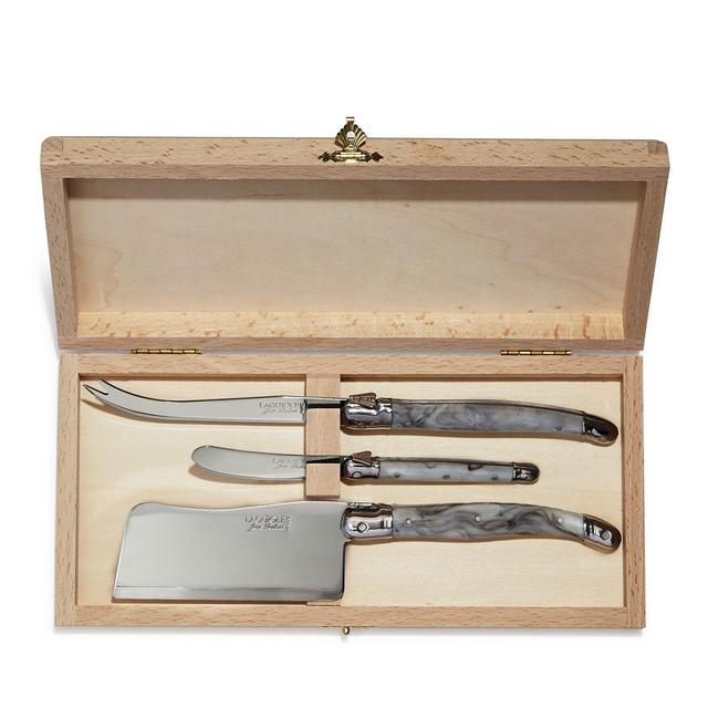Laguiole Jean Dubost Three-Piece Marble-Handle Cheese Knife Set