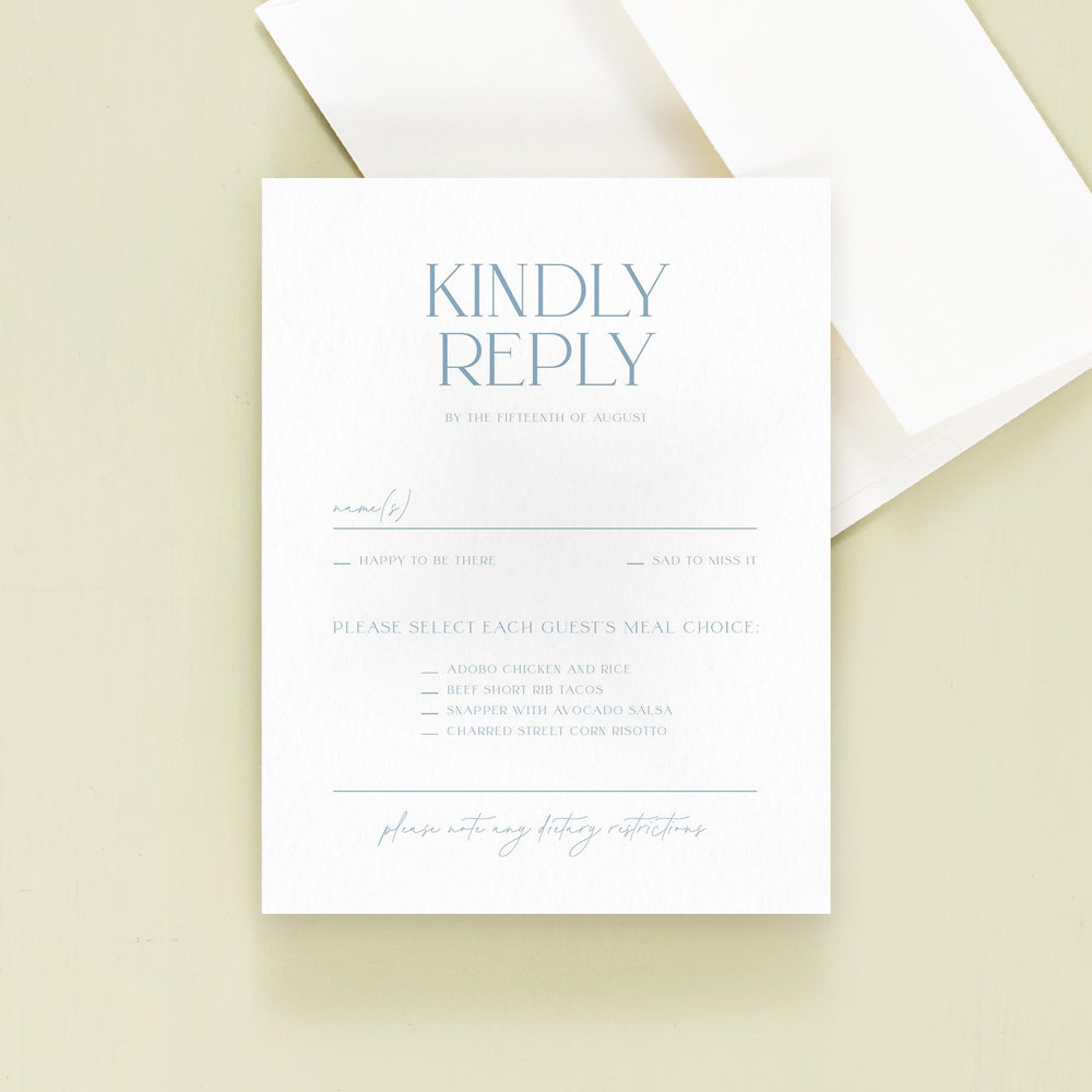 Blonshine Portrait | Dusty Blue | Zola Wedding Invitations