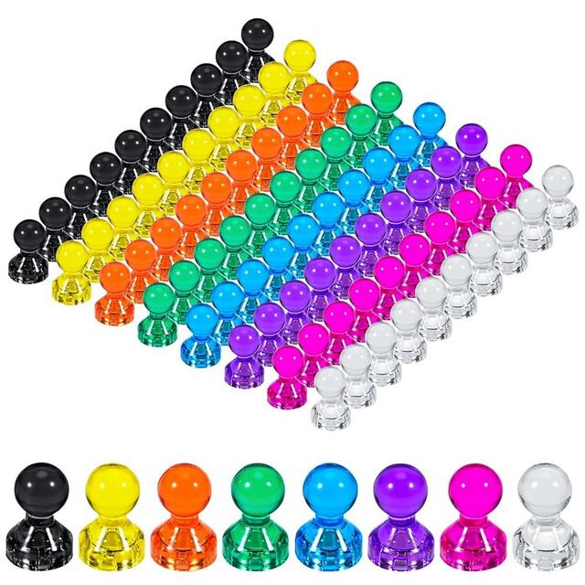80PCS Strong Fridge Magnets, Colorful Push Pin Magnets White Board Magnets Refrigerator Magnet, Small Strong Magnets for Whiteboard, Kitchen, Office, School, Fridge, Map (8 Colors)