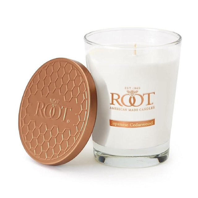 Root Candles Scented Candles Honeycomb Veriglass Premium Handcrafted Beeswax Blend Candle, Large, Japanese Cedarwood