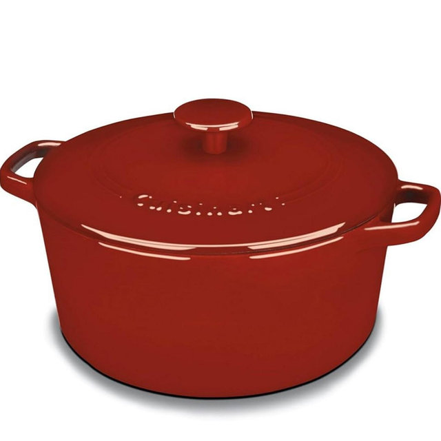 Cuisinart Chef's Classic Enameled Cast Iron Round Covered Casserole (Cardinal Red, 5- Quart)