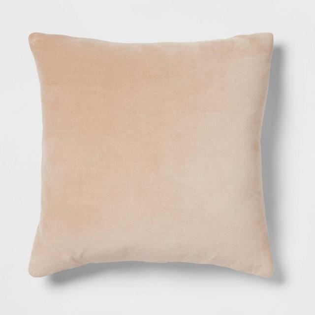 Cotton Velvet Square Throw Pillow Neutral - Threshold™