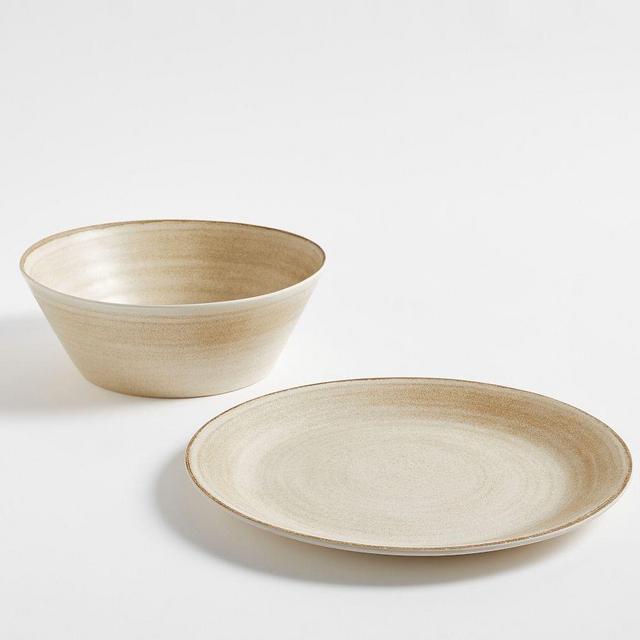 Larkin Melamine Serve Bowl and Platter Set - Sand