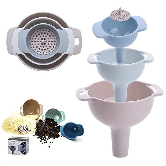 Kitchen Funnels for Filling Bottles,Funnels Set of 3,Oil Funnel,Tough and not easily deformed,Suitable for all kinds of solid food and liquid