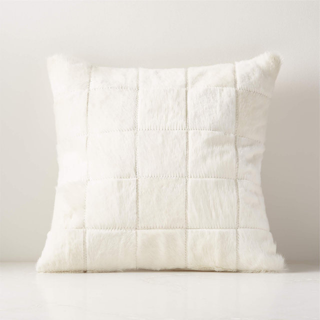 20" Match Hide White Throw Pillow with Feather-Down Insert
