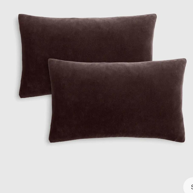 Classic Cotton Velvet Pillow Cover (Set of 2) - Espresso, 12x20