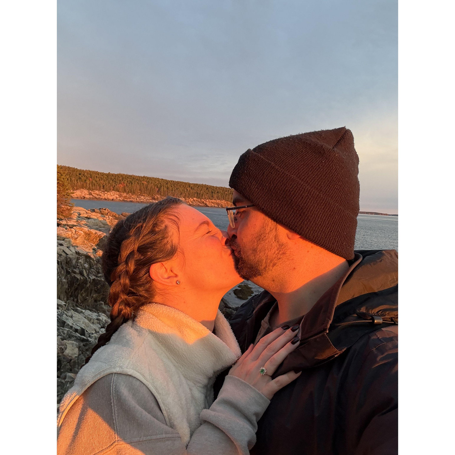 Marie and Austin post-engagement at Otter Cliffs at Acadia National Park
