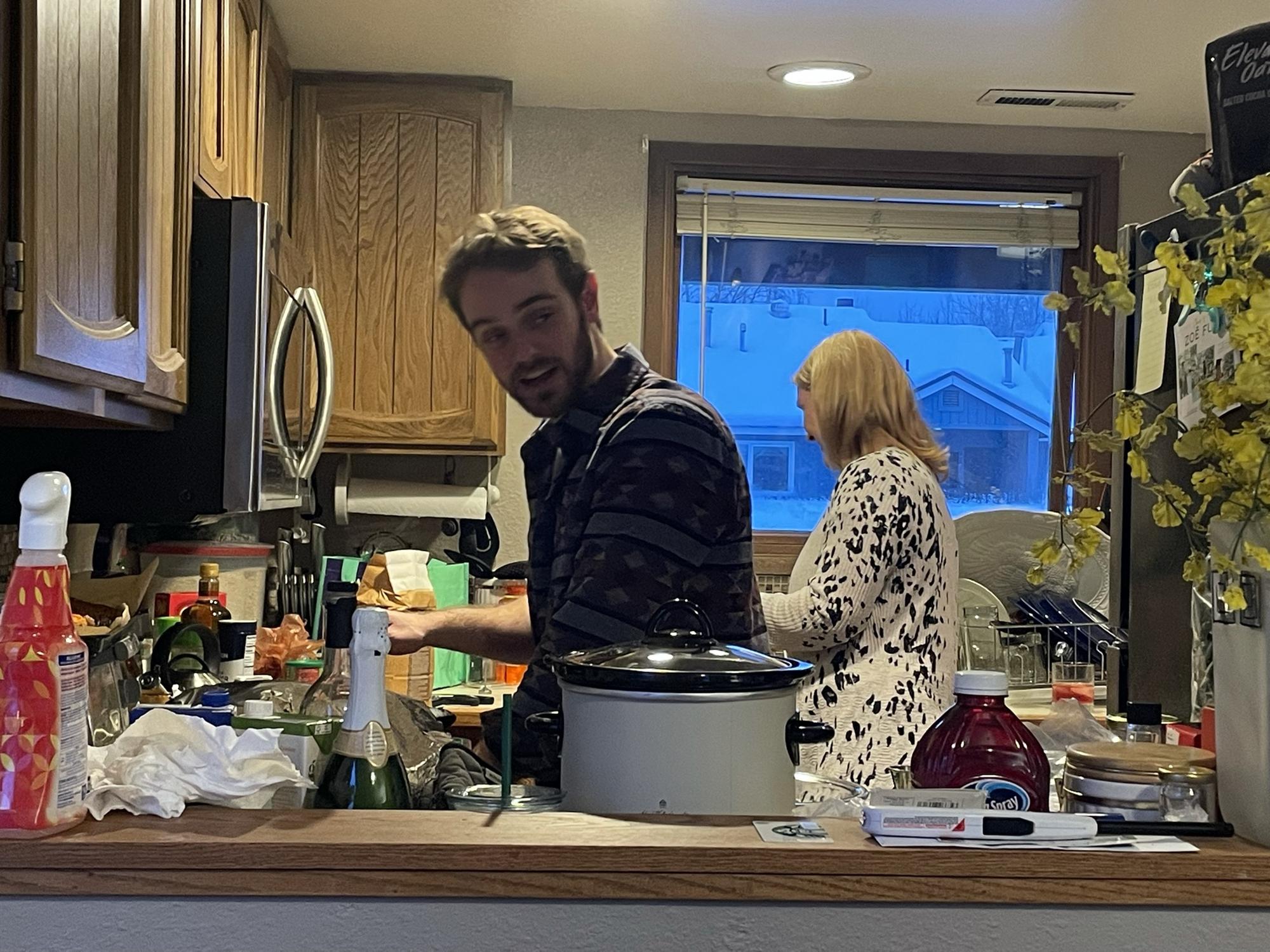 Robert and Mary making their famous whipped cream and pie.