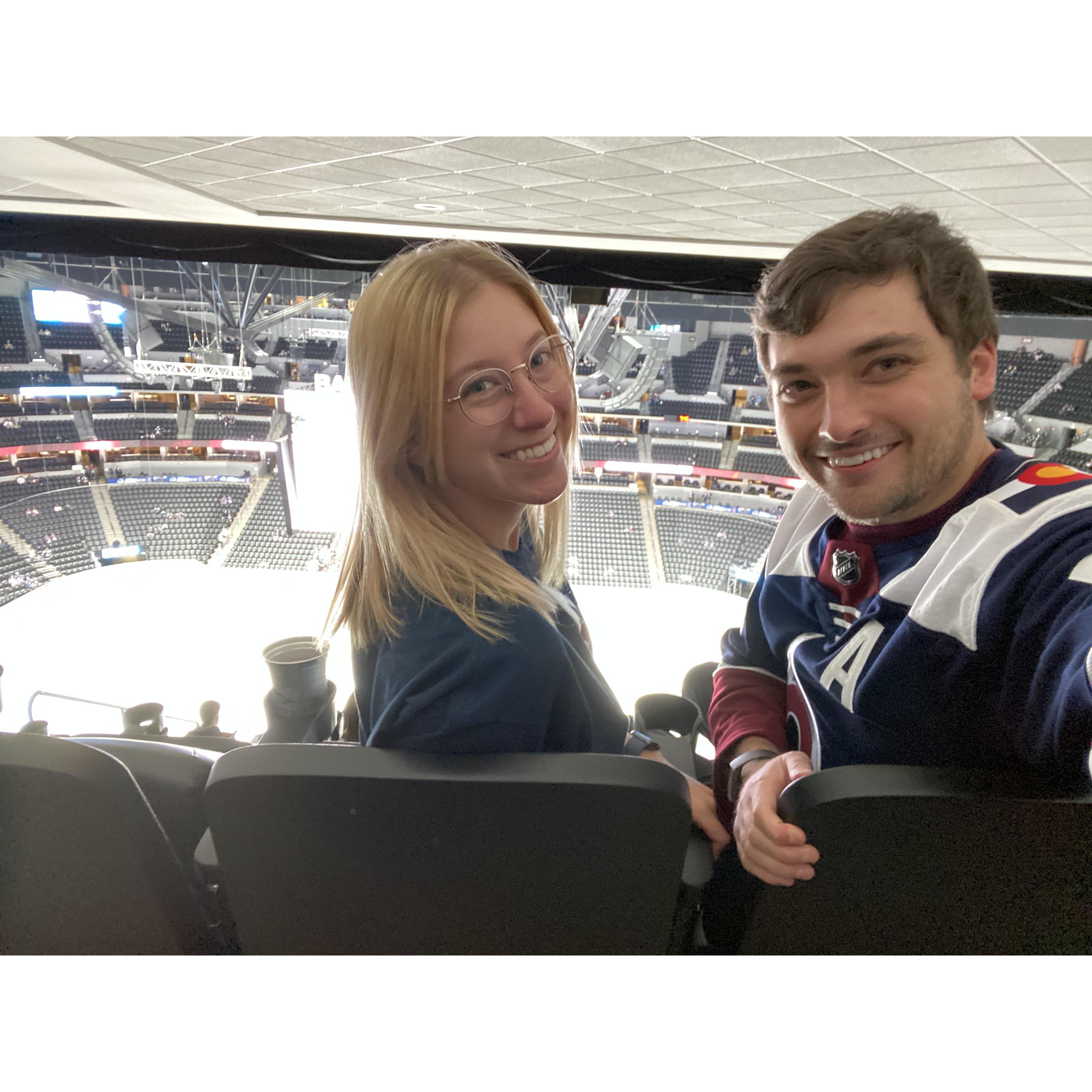 At the Ball Arena to watch our favorite hockey team play