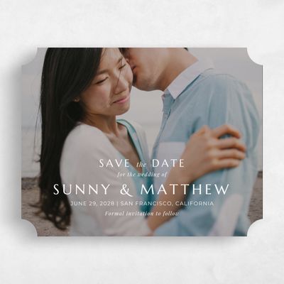 White Ticket Wedding Save the Date - Morelos Photo