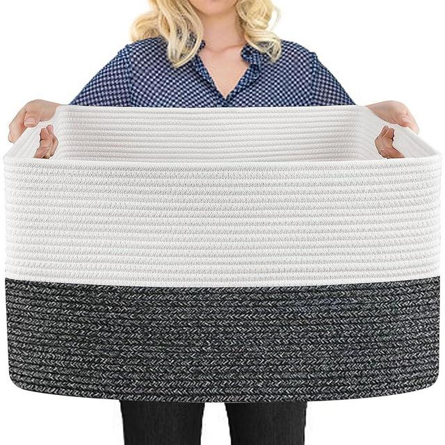 MEGASKET Extra Large Toy Storage Basket, 23.6" x 15.7" x 14.1" Rectangle Toy Bin for Toddlers, Soft Woven Rope Living Room Kids Toy Box, Nursery Baby Toy Organizer, Wicker Toy Organizing with Handles
