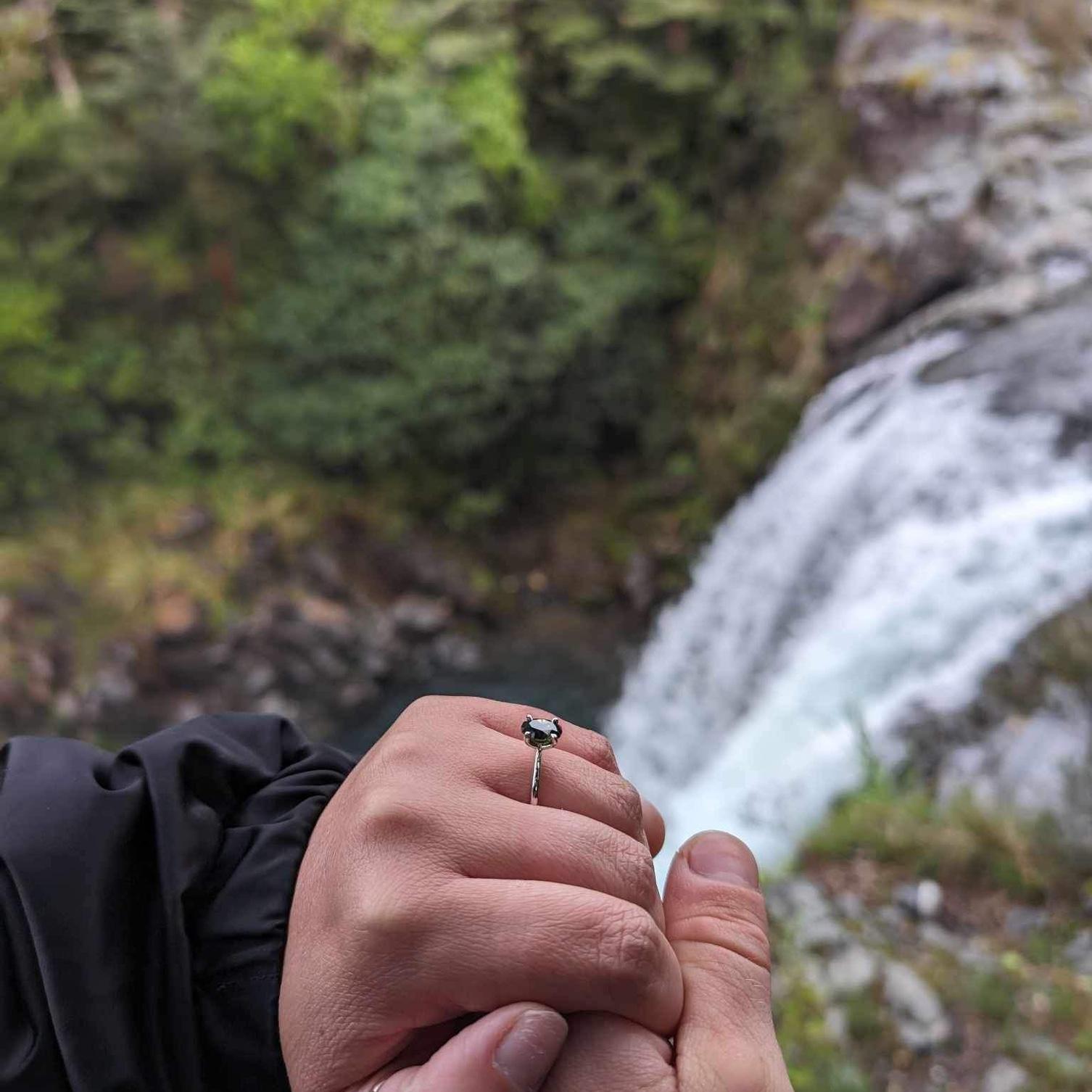 Ring shot in front of NZ waterfall