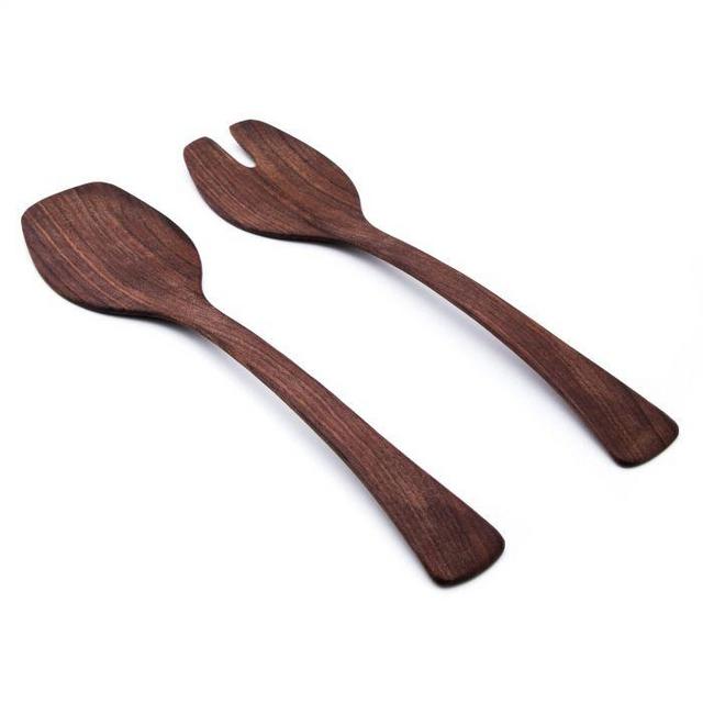 Andrew Pearce Wood Salad Servers — Black Walnut