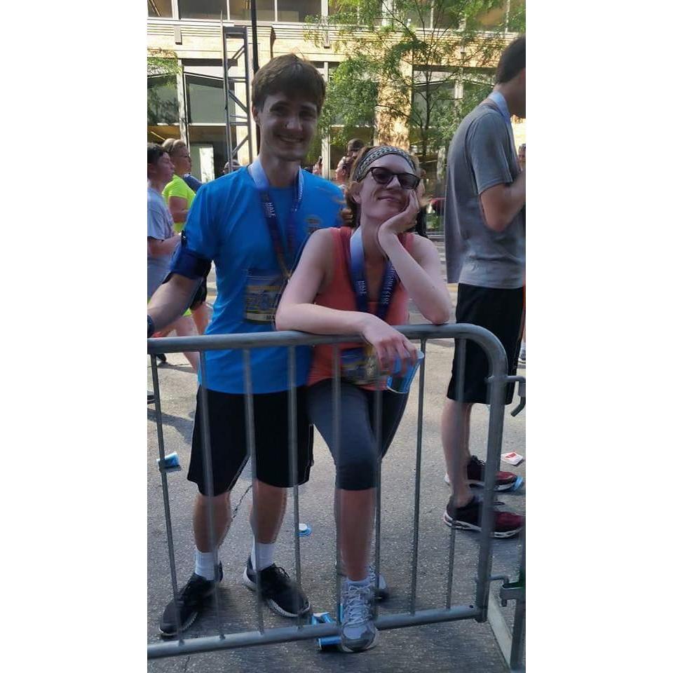 After our first Half Marathon! Marshall is so pleased, and Erika is so tired.