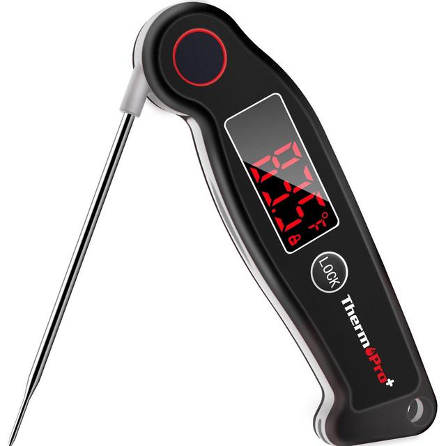 ThermoPro TP19W Waterproof Digital Meat Thermometer, Food Candy Cooking Grill Kitchen Thermometer with Magnet and LED Display in Black