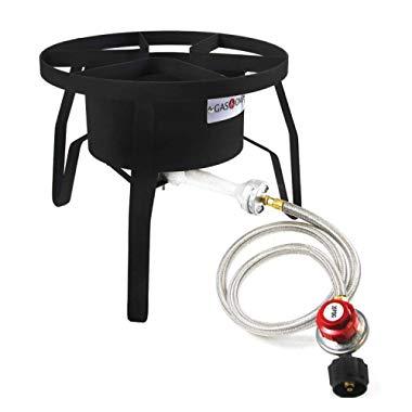 GasOne B-5300 One High-Pressure Outdoor Propane Burner Gas Cooker Welded Frame No Assembly required 0-20 PSI