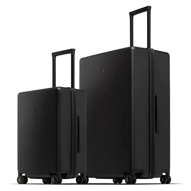 LEVEL8 2 Piece Luggage Sets, 20 inch 28 inch Hardshell Suitcases, Lightweight Luminous Textured PC Hardside Spinner Trolley with TSA Lock, 2-Piece Set (20/28) - Black