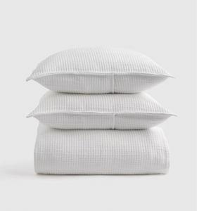 Cotton Coverlet Set - White, Full/Queen, With Sham Set