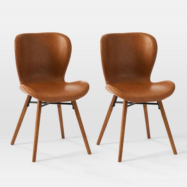 Uma Faux Leather Dining Chair, Saddle, Pecan