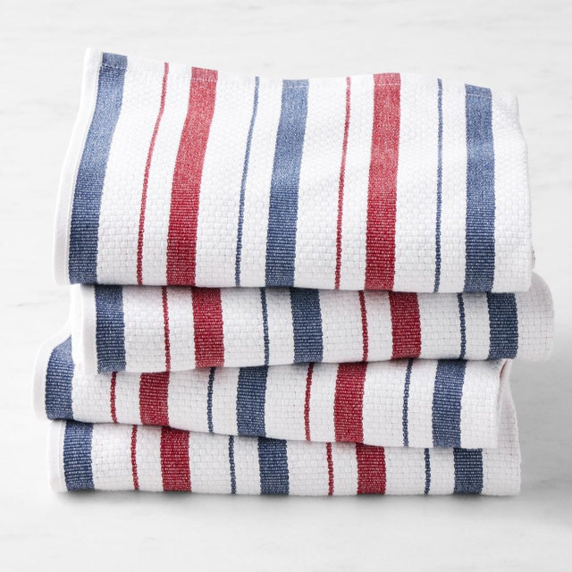 Williams Sonoma Classic Stripe Towels, Set of 8, Red & Blue