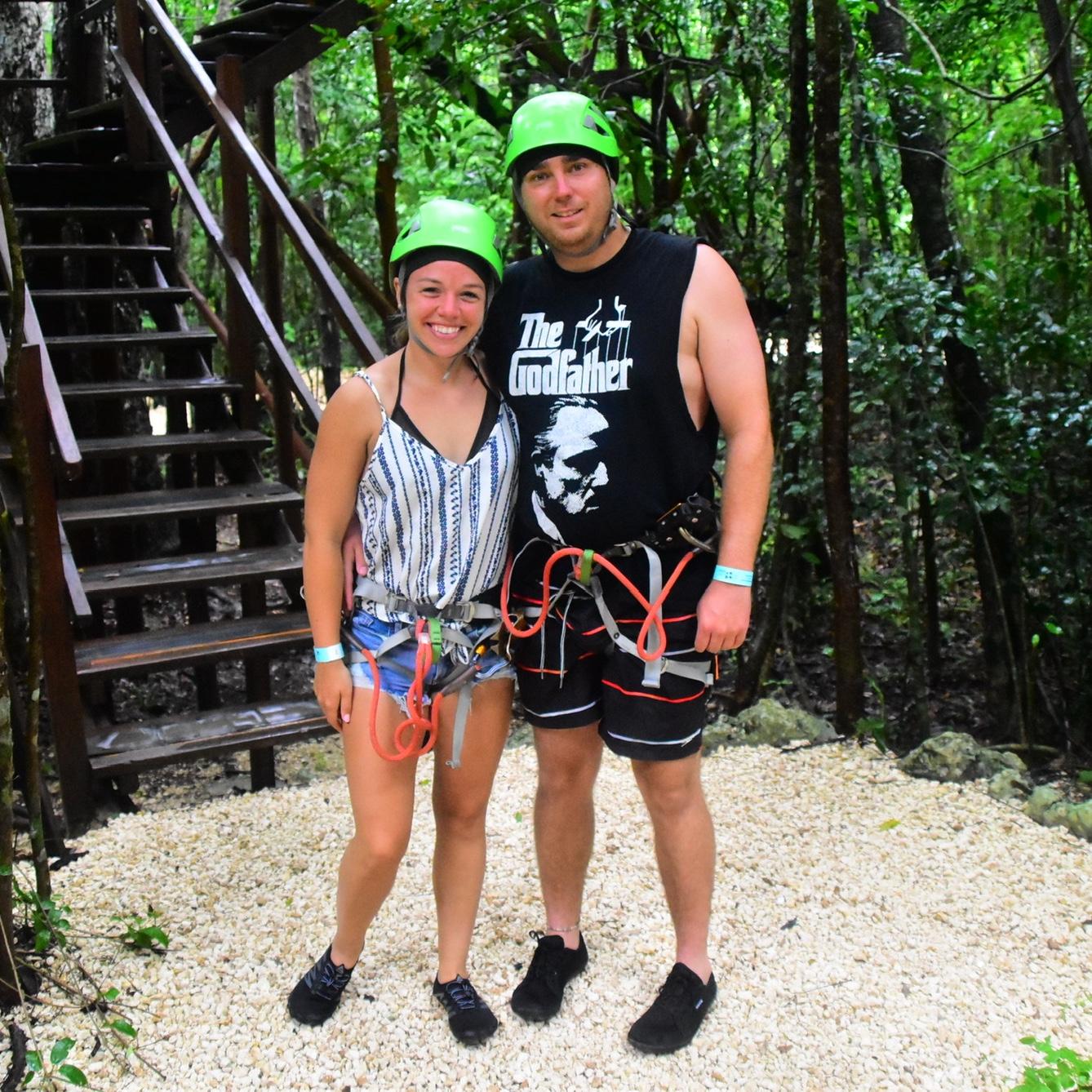 Zip lining from our last visit to Cancun!