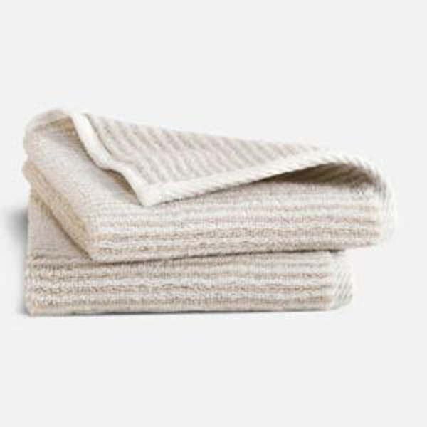 Plush Turkish Cotton Washcloths- Striped pebble