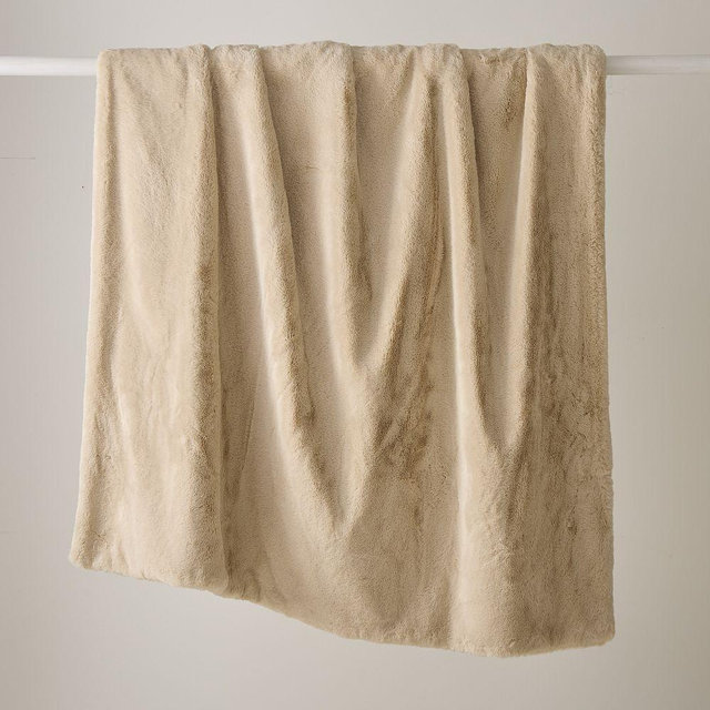 Faux Fur Plush Throw, 50x60, Sand