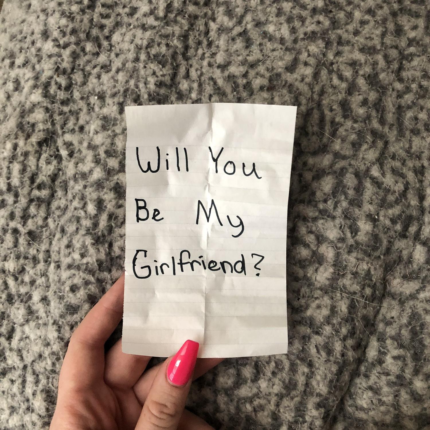 This is the note that was inside the balloon. It was an obvious yes.
