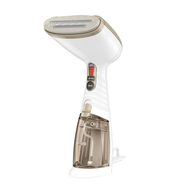 Conair Handheld Garment Steamer for Clothes, Turbo ExtremeSteam 1875W Fabric Clothes Steamer, Portable Handheld Design, Strong Penetrating Steam, White/Champagne, Pack of 2