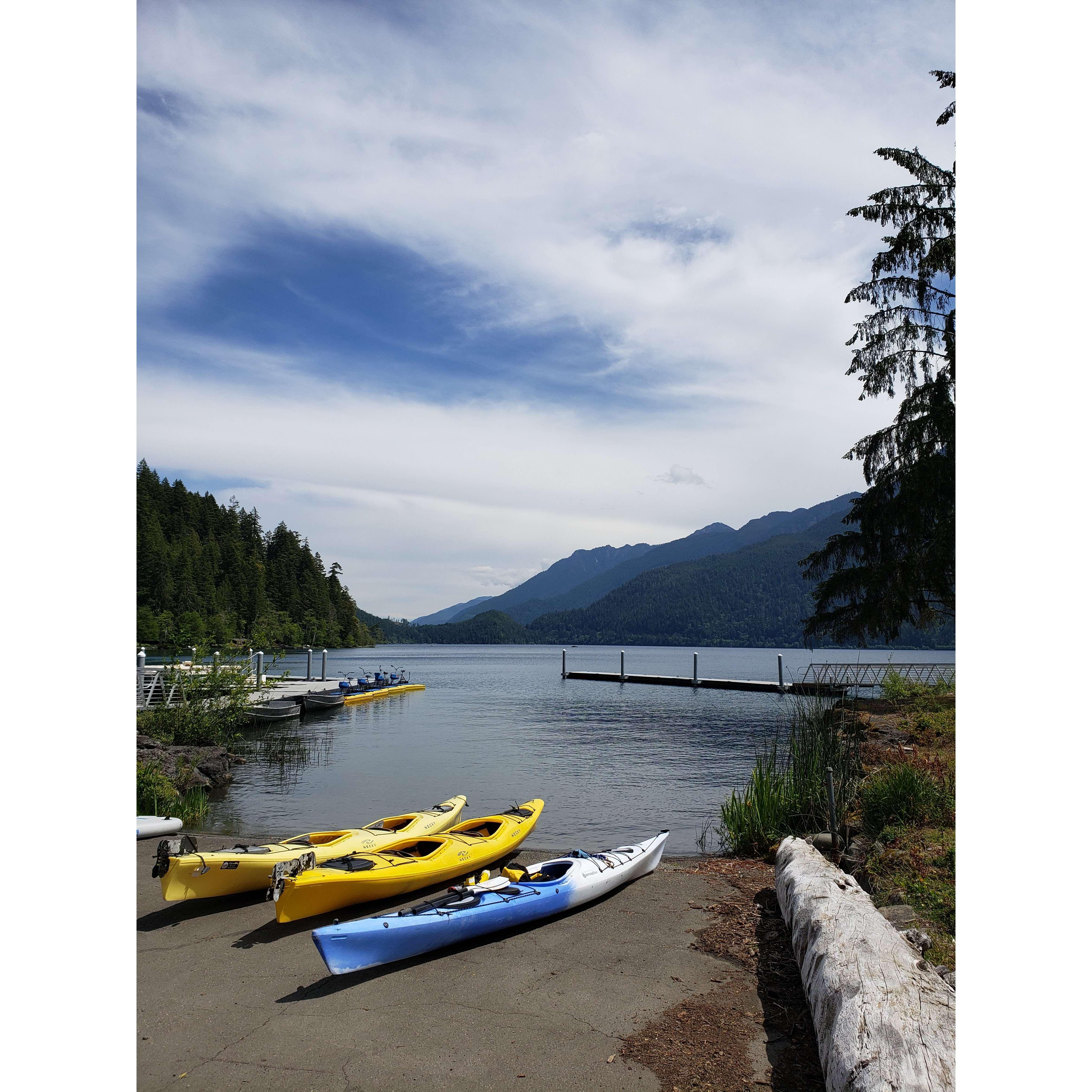 Getting ready to go kayaking with Dave the tour guide on Lake Crescent