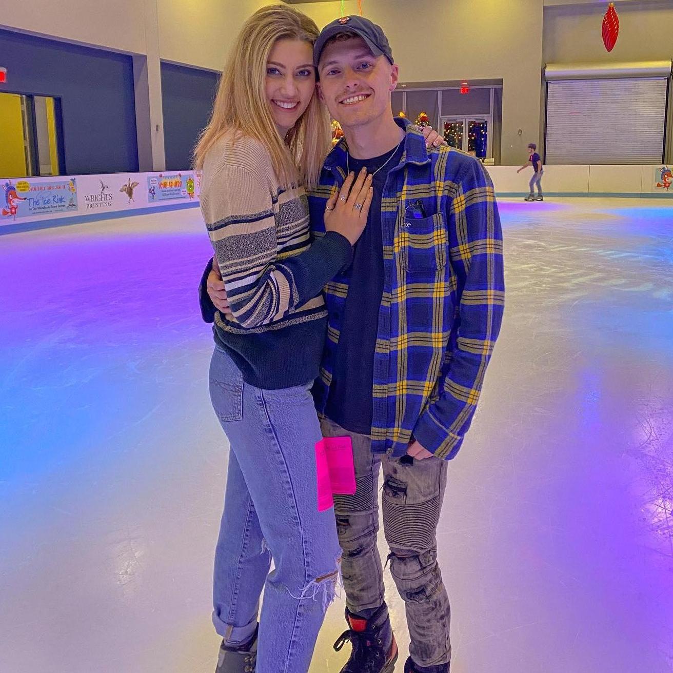 The couples first time ice skating together at a church event. This picture was captured only minutes after Owan fell flat on her booty, and instead of helping her up, Tyler laughed hysterically.