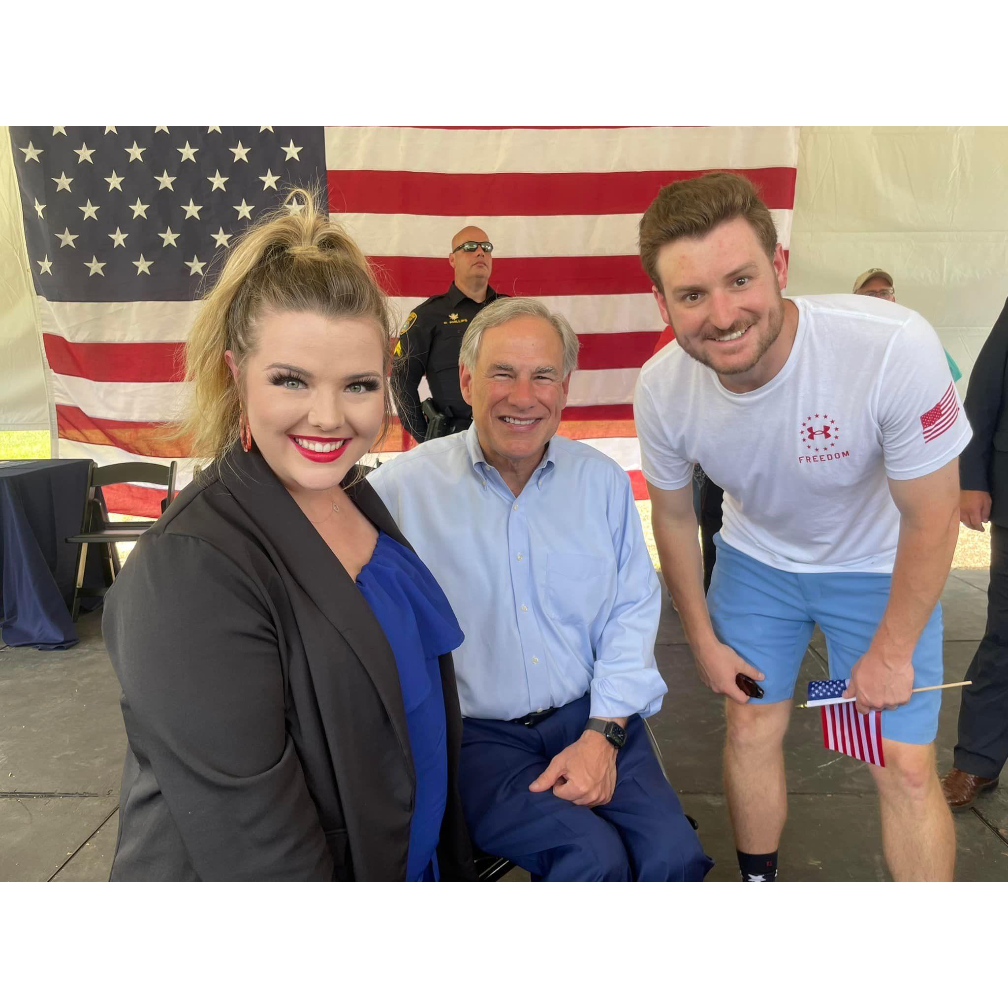 Getting to see Governor Abbott at the Memorial Day event at Teague Park!