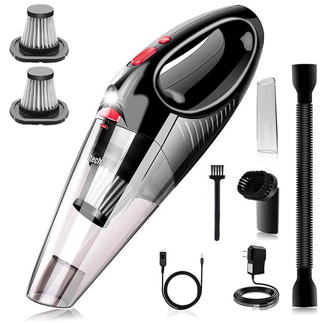 Handheld Vacuum, Cordless Handle Vacuum Cleaner with 12.6V USB Charging Cable, 100V/240V Charge Adapter, Waterwashable Steel Filter, 120W 7000pa Powerful Wireless Vacuum with LED Light