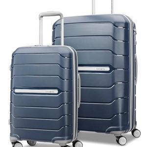 Samsonite Freeform 2-Piece Luggage Set - Carry-On & Large Checked Luggage with Dual Spinner Wheels - Durable Polypropylene Hardshell - TSA Lock, Airline-Approved - Expandable Hard Shell - Navy