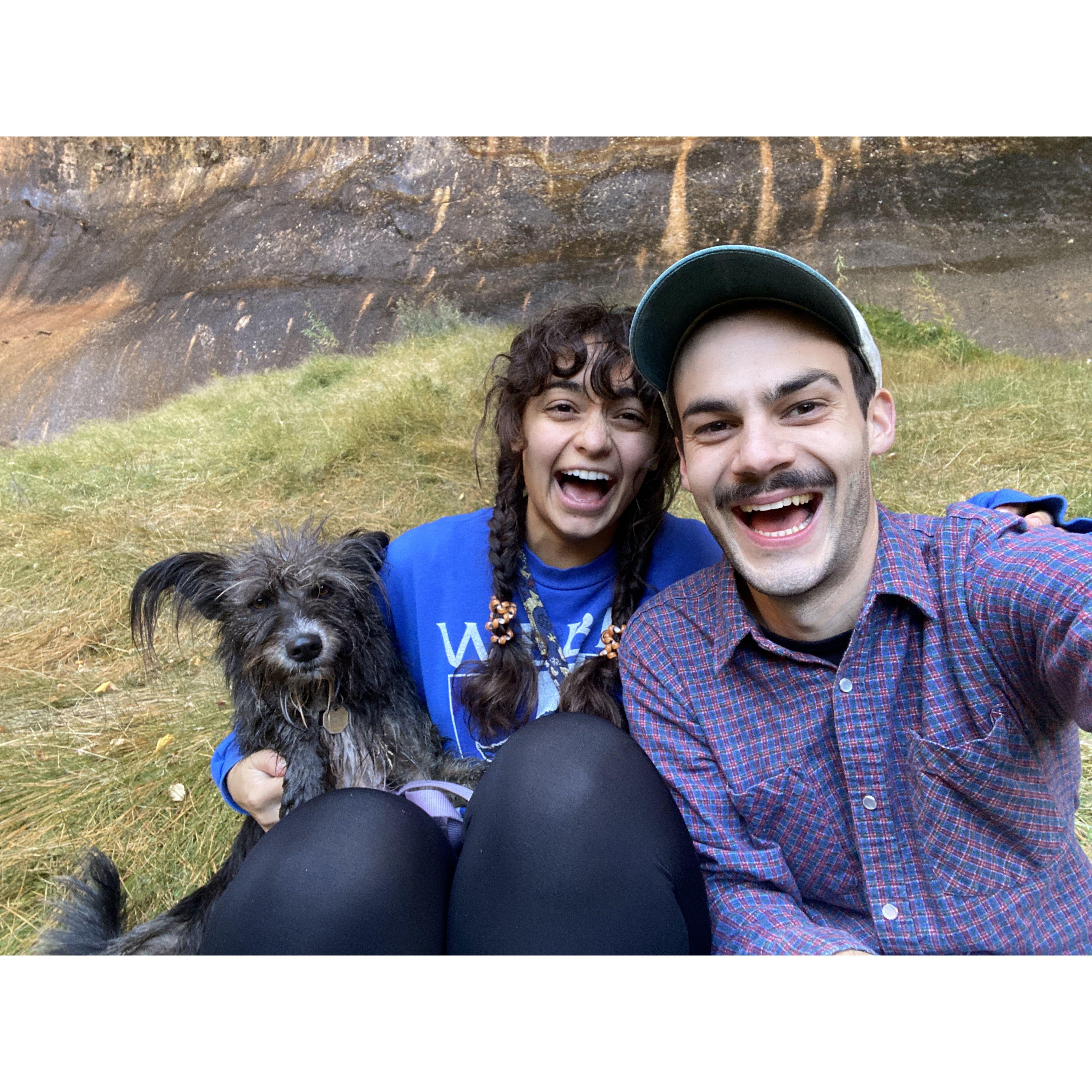 Hiking to Lower Calf Creek Falls in Escalante on Halloween 2022 with our fur bb.