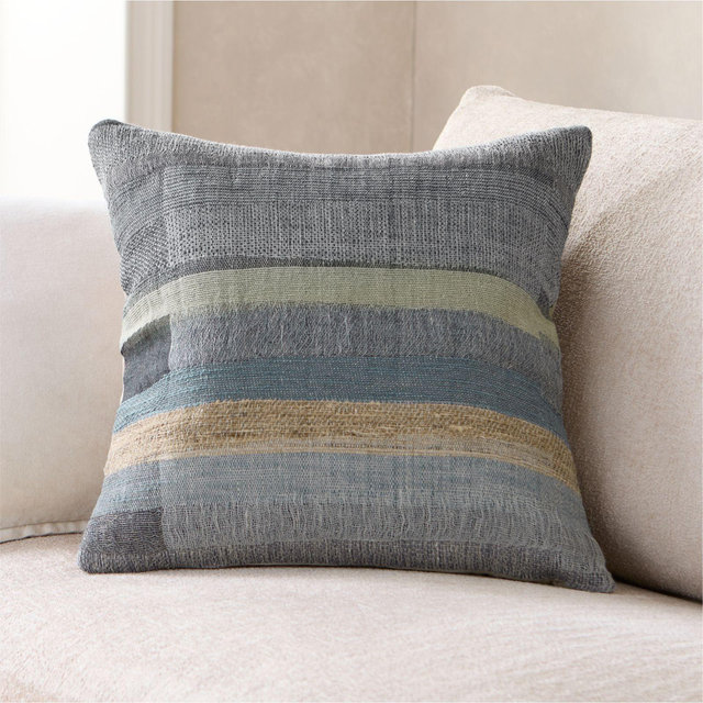 Aria Organic Cotton, Linen and Silk Blend 20"x20" Deep Indigo Throw Pillow Cover