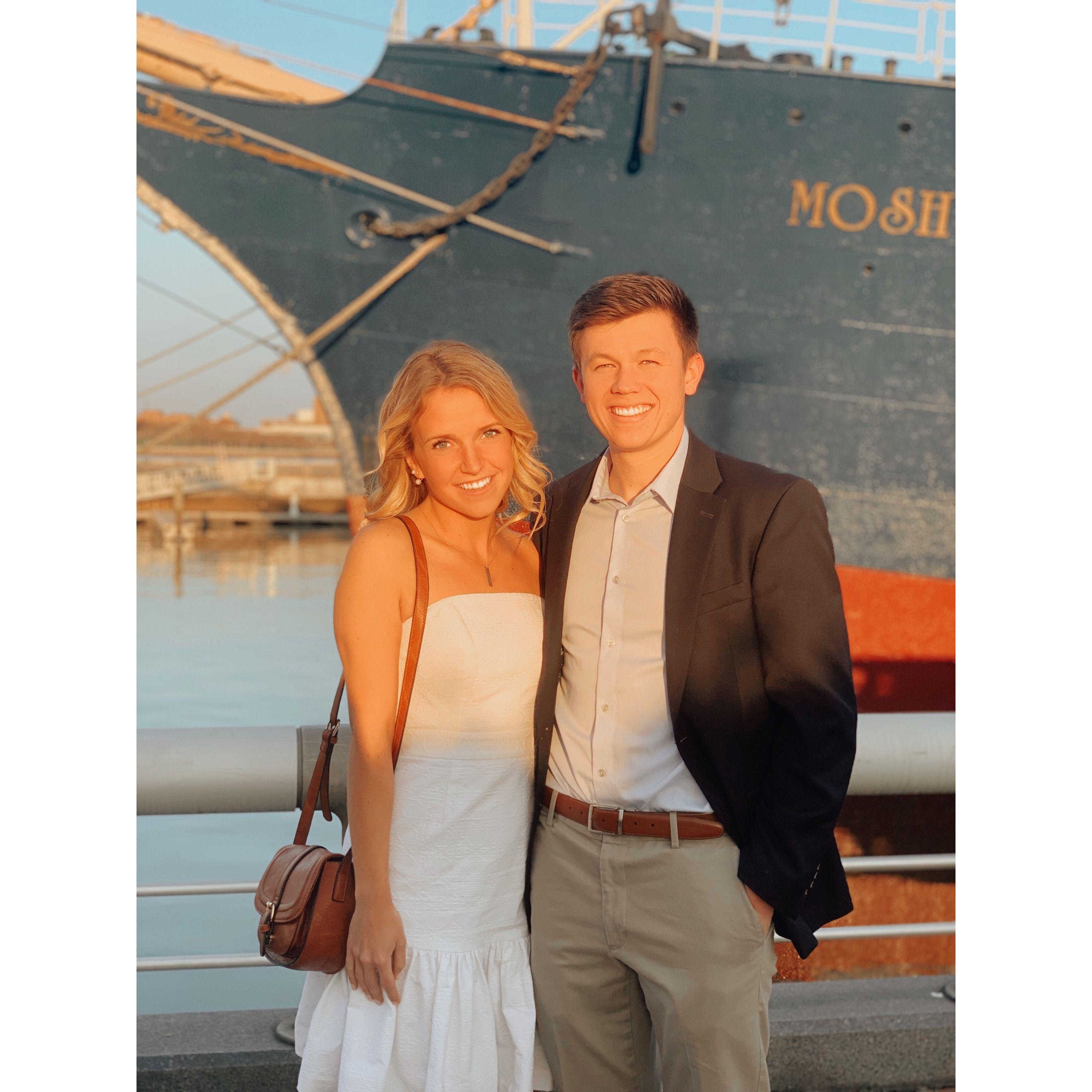 Our first fancy date! Senior year at Villanova at the Moshulu in Philadelphia.
