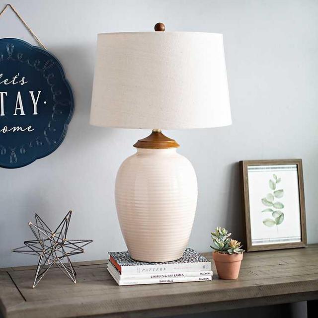 Cream Textured Urn Table Lamp