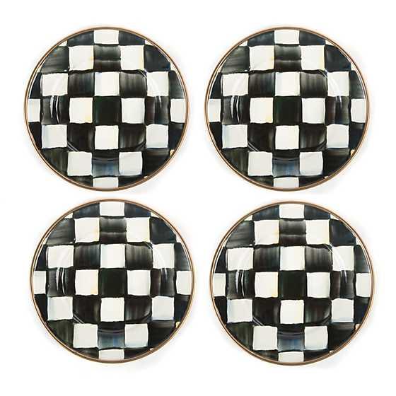 Courtly Check Enamel Canape Plates - Set of 4