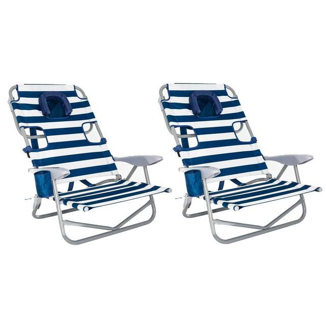 Ostrich On-Your-Back Outdoor Lounge 5 Position Recline Beach Chair