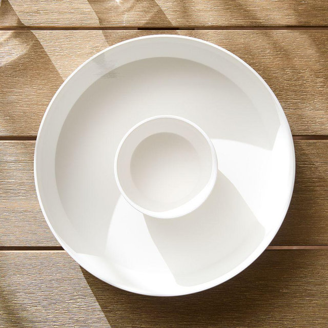 Modern Melamine Outdoor Chip and Dip, White