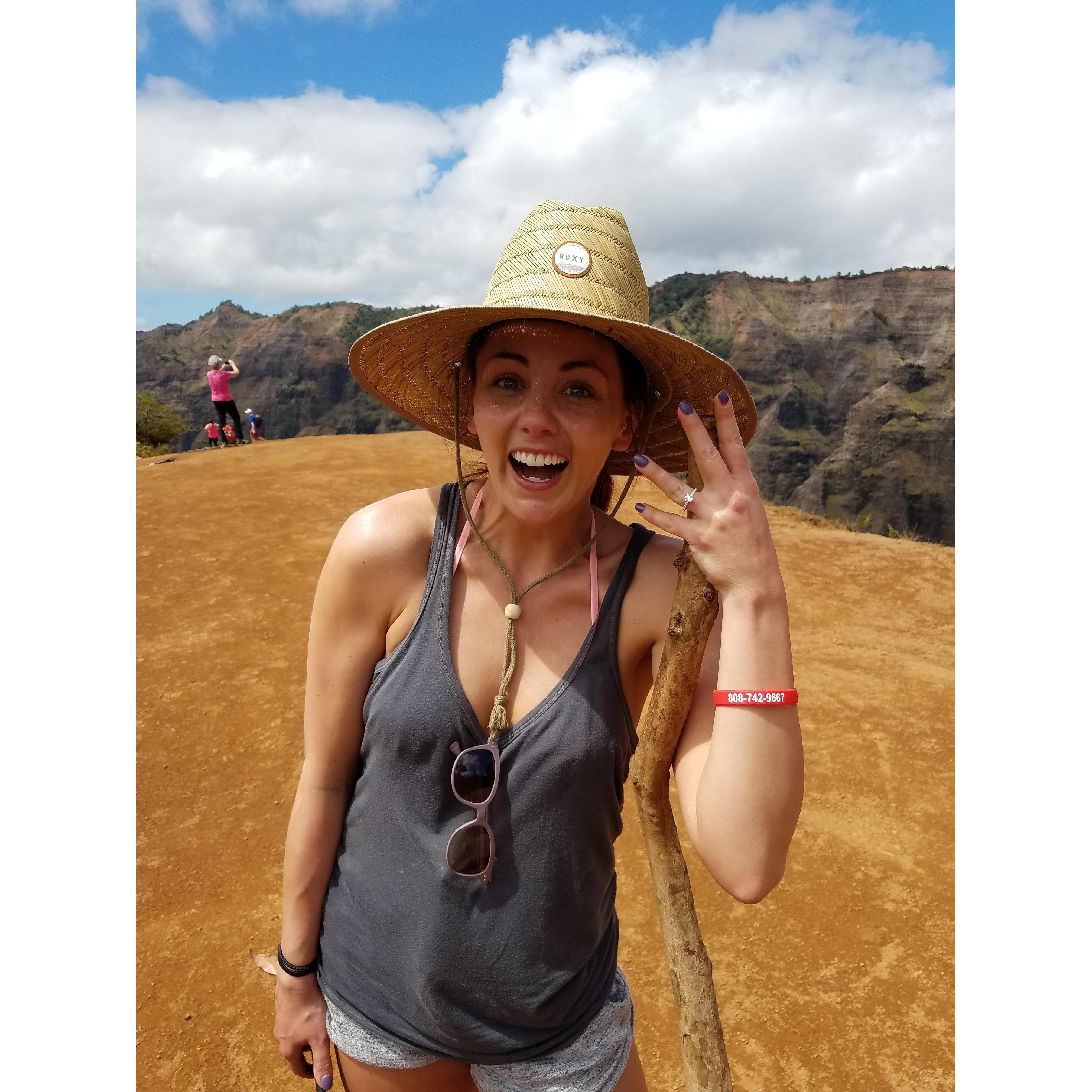 Right after he proposed while overlooking the Waimea Canyon.