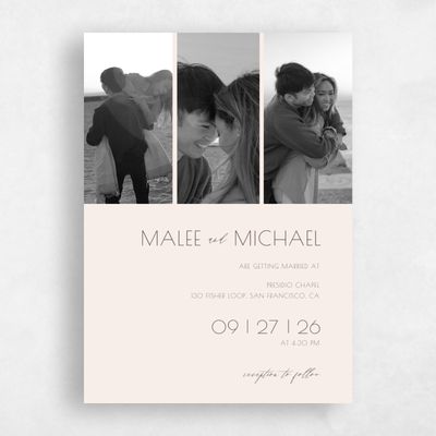 Linen, Beige Wedding Invitation - Fountaine Multiphoto