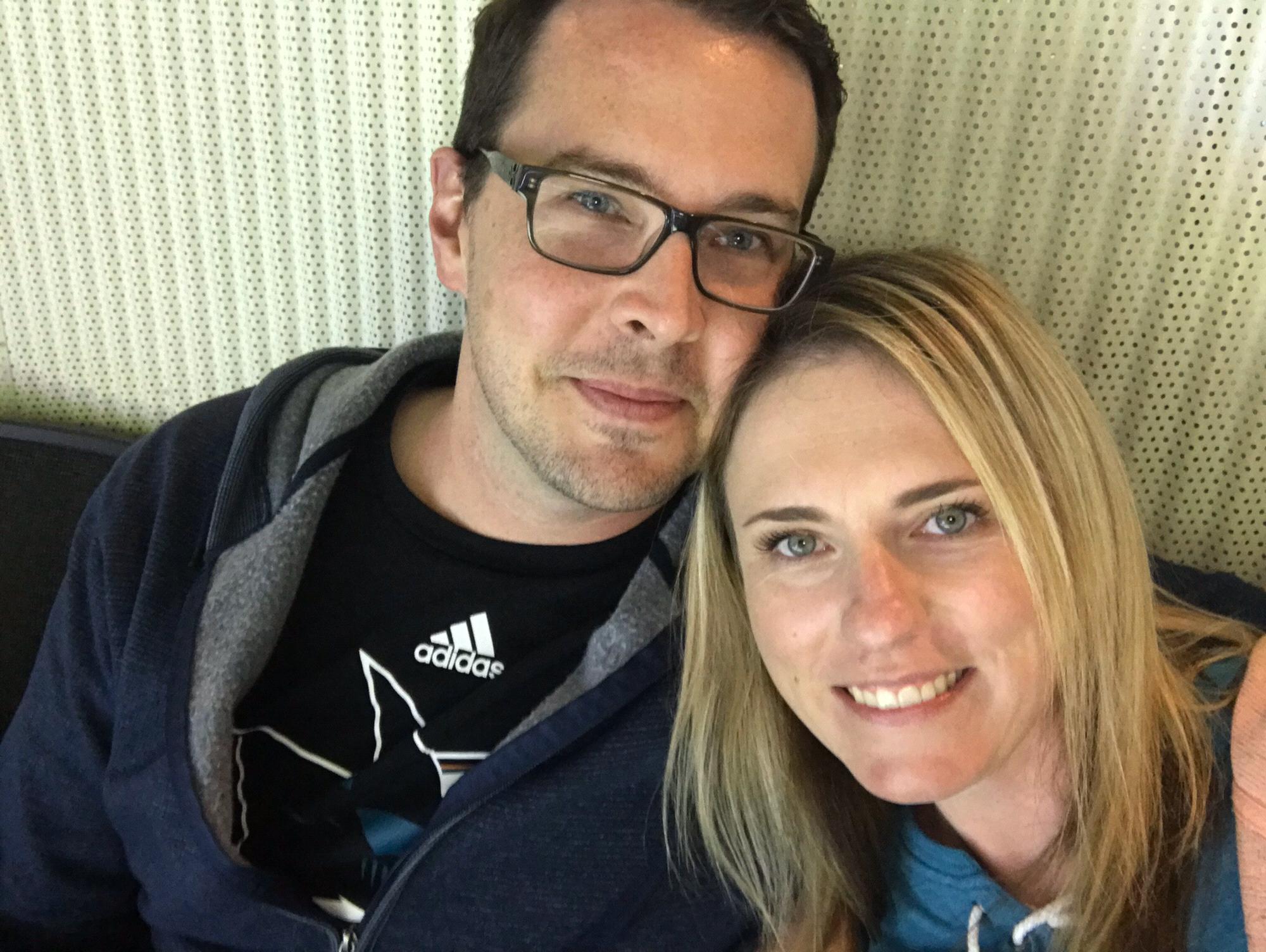 Our first selfie!  At a Sharks game, naturally 😂 shortly after we started dating