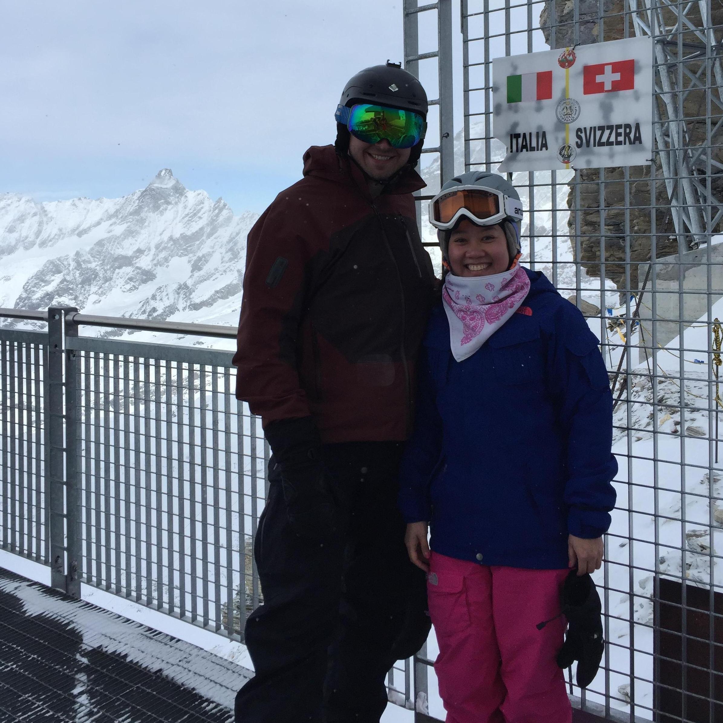 Skiing/snowboarding in the Italian and Swiss Alps