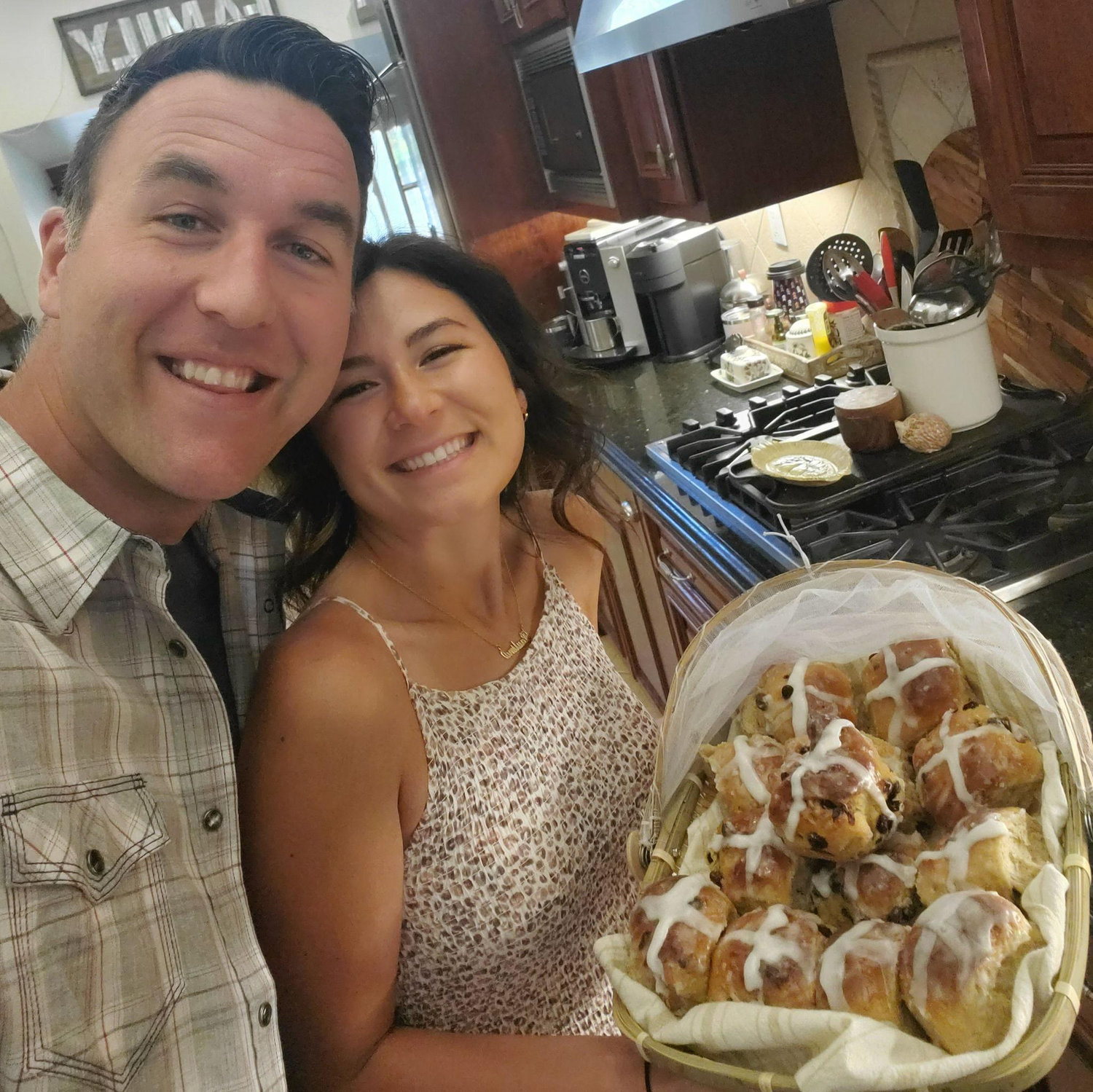 Paulina made delicious Hot Cross Buns for Darren because they were his Dad's favourite.