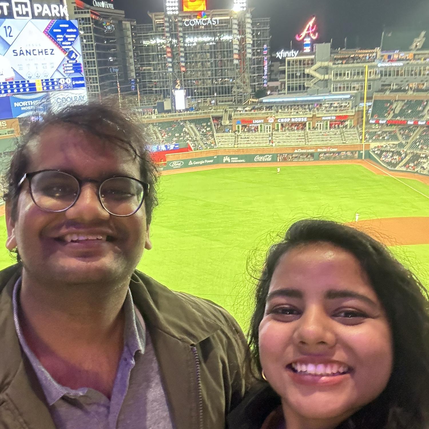 Our first baseball match together.