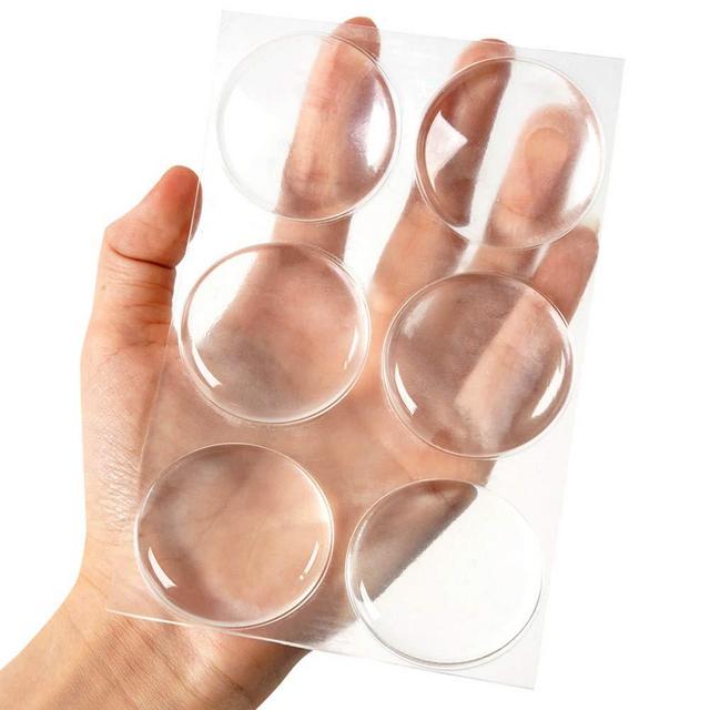 Door Knob Wall Shield, 6PCS Transparent Round Soft Rubber Wall Protector Self Adhesive Door Handle Bumper (Small Round 1.57" 6PCS, Clear)